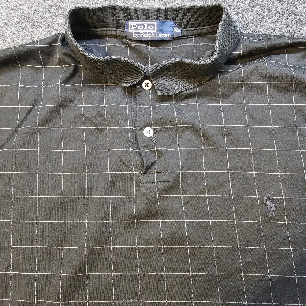 Polo Ralph Lauren Mens XL Black Windowpane Check Short Sleeve Polo Shirt‎ Casual